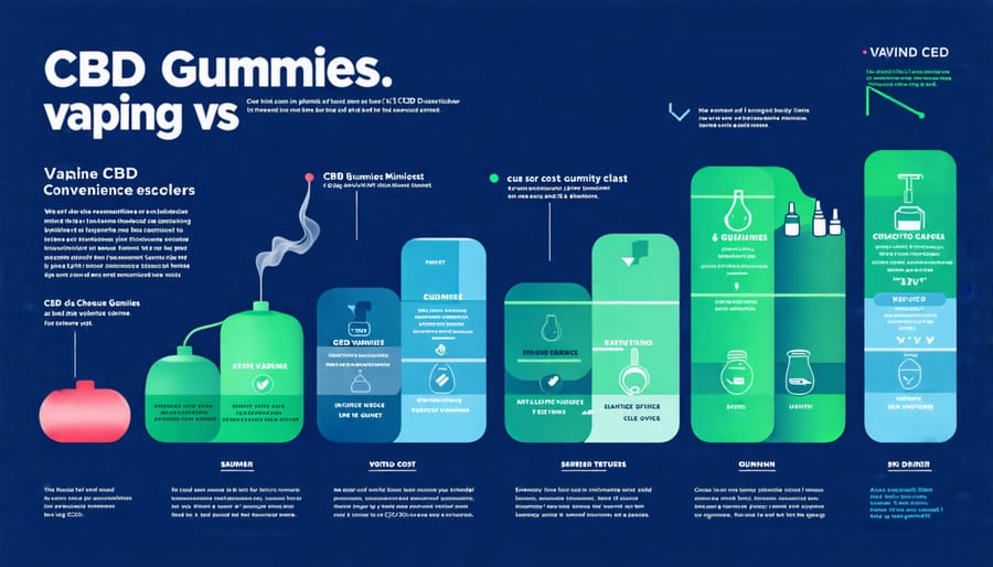 Chart comparing convenience and cost of CBD gummies versus vaping